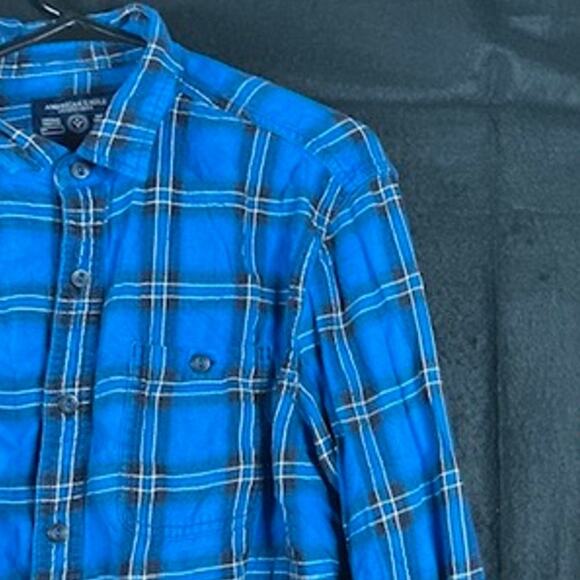 American Eagle Mens Shirt Multicolored Button Down Plaid Flannel 100% Cotton L - Picture 5 of 12
